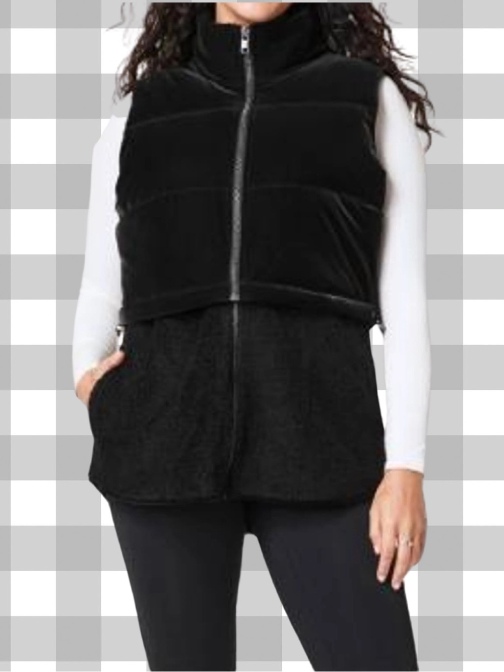 Women Spanx velour fleece convertible long short cozy layers puffy vest XSmall